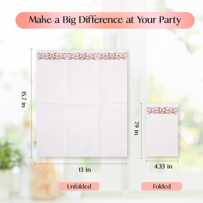Vplus 400 Pack Paper Napkins Guest Towels Disposable Premium Quality 3-ply Dinner Napkins Disposable Soft, Absorbent, Party Napkins Wedding Napkins for Kitchen, Parties, Dinners or Events(rose gold) - Image 3